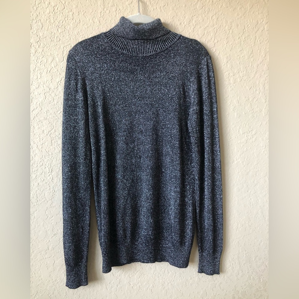 Joseph A Silver/Black Metallic Long Sleeve Turtleneck